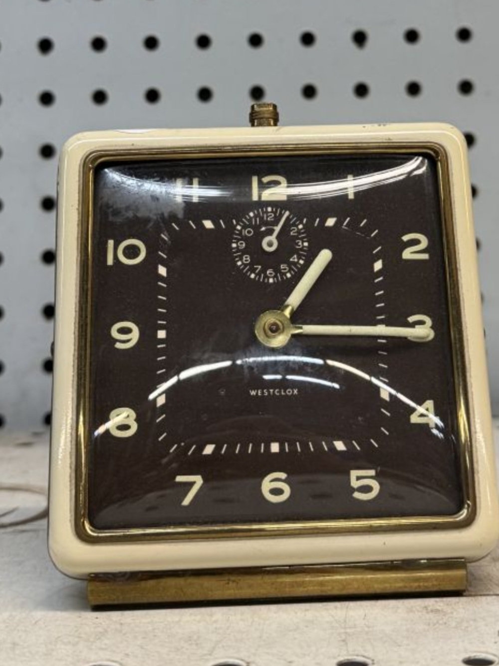 Westclox Vintage-Style Cream and Brown Table Alarm Clock